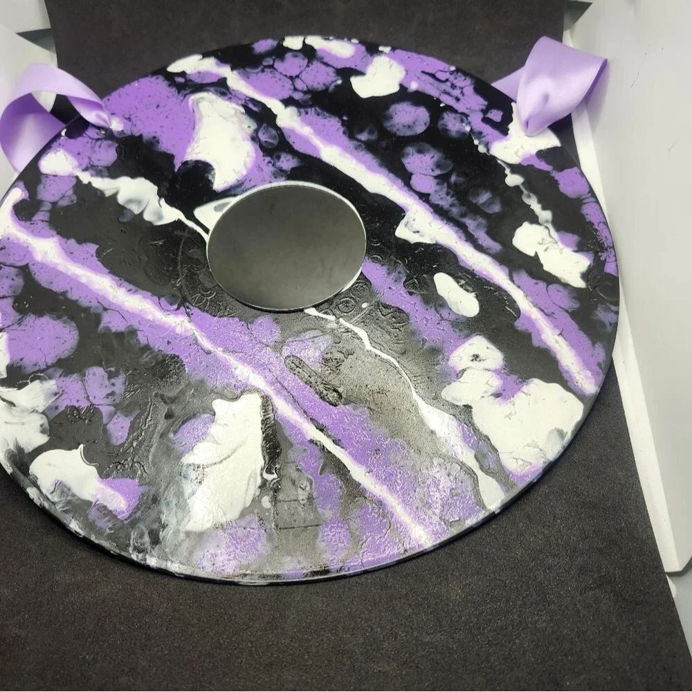 Hand Crafted Colorful Mirror Fluid Art Painting On 12